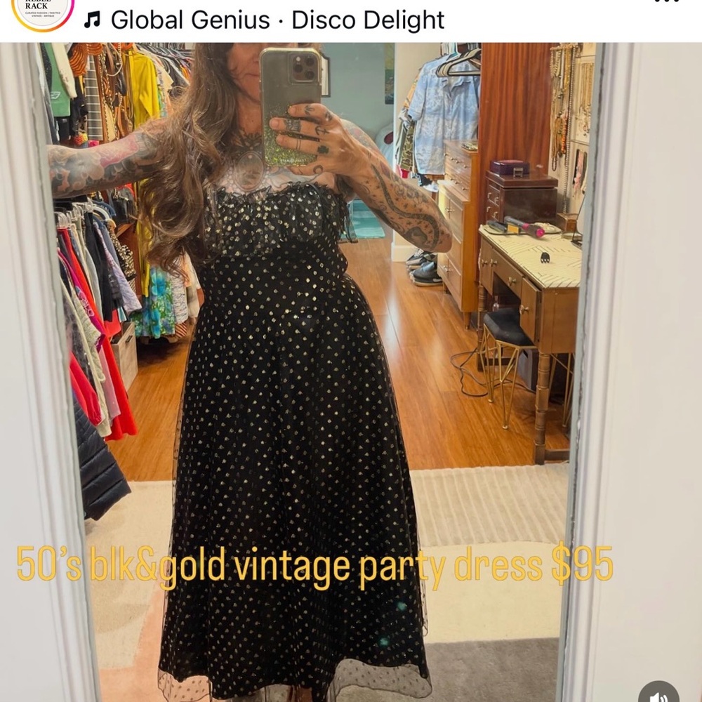 Black and Gold Vintage Party Dress
